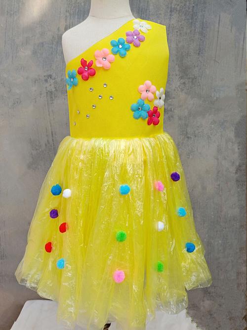环保亲子服装儿童时装秀diy材料手工制作衣服幼儿园女孩走秀演出粉色